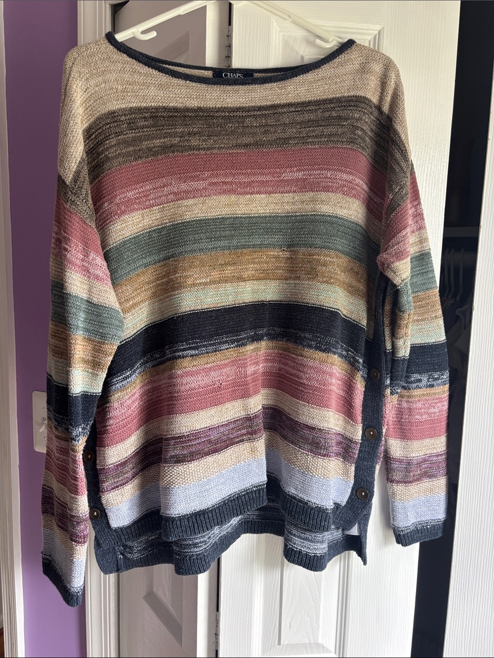 Chaps Multicolor Striped Lightweight Sweater